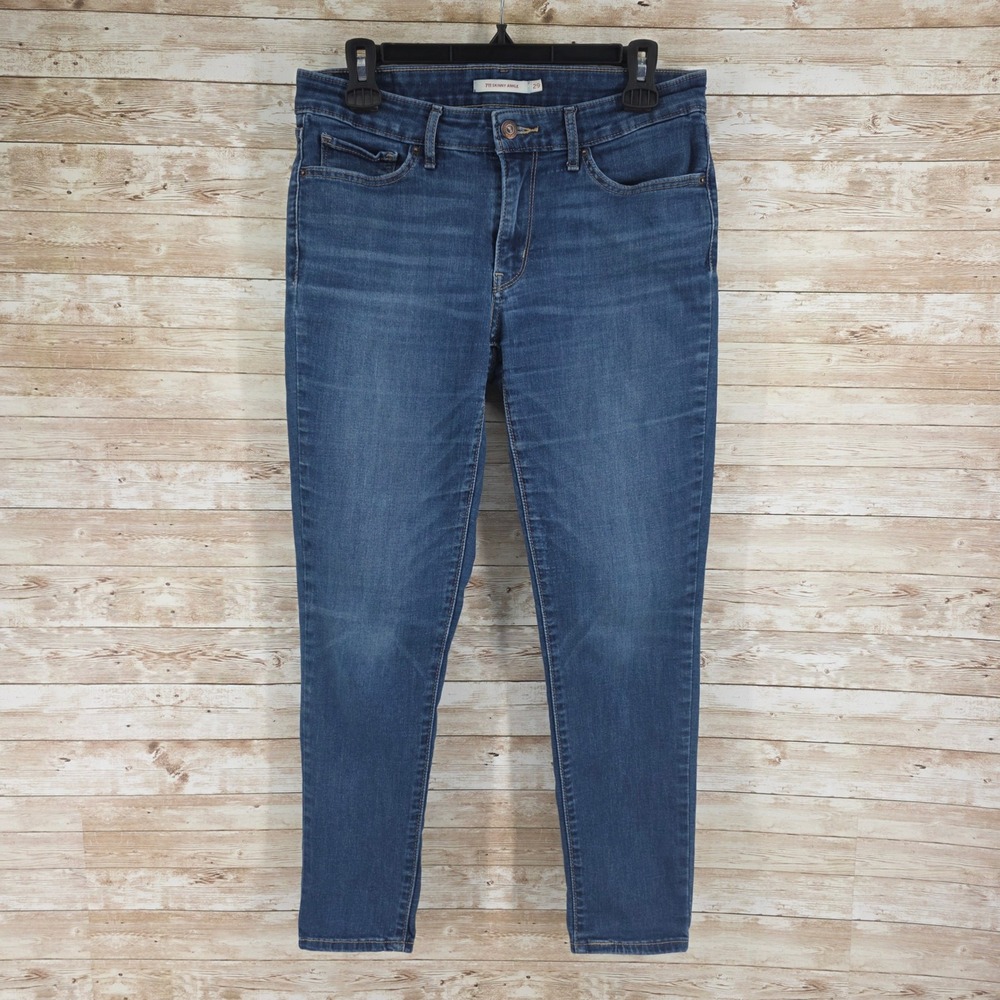 Levis Jeans Size 29 711 Skinny Ankle Mid Rise Medium Wash Blue Stretch Denim